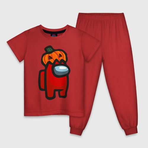 Детская пижама хлопок Halloween is Among Us, цвет красный