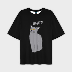 Мужская футболка oversize 3D What cat