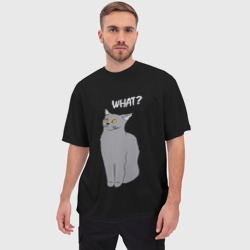 Мужская футболка oversize 3D What cat - фото 2