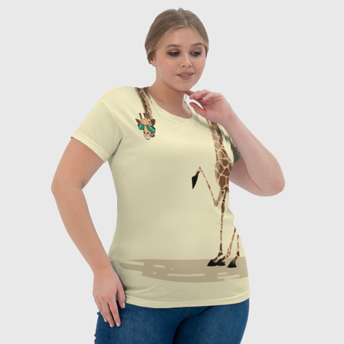 Женская футболка 3D Жираф на шее, цвет 3D печать - фото 6