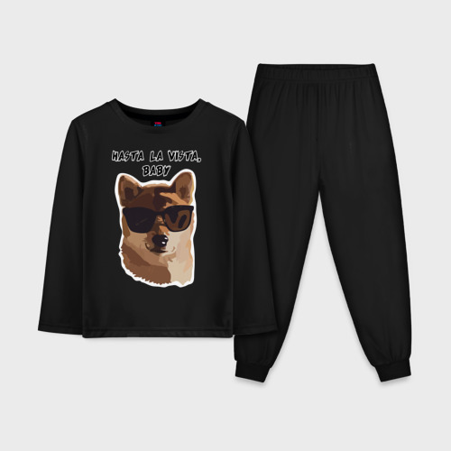 Детская пижама с лонгсливом хлопок Собакен Арни, цвет черный