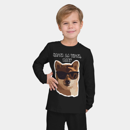 Детская пижама с лонгсливом хлопок Собакен Арни, цвет черный - фото 3