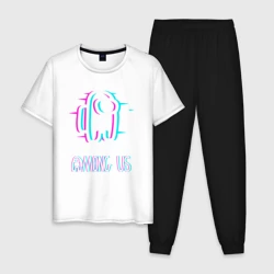 Мужская пижама с белой футболкой хлопок Among us 3d
