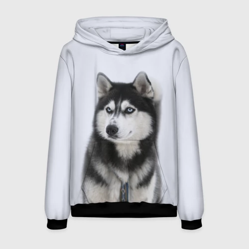 Мужская толстовка 3D с принтом Хаски, вид спереди #2