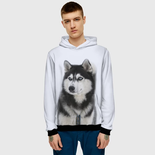 Мужская толстовка 3D с принтом Хаски, фото на моделе #1