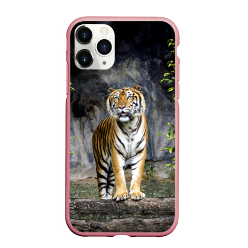Чехол для iPhone 11 Pro Max матовый Тигр в лесу, цвет баблгам