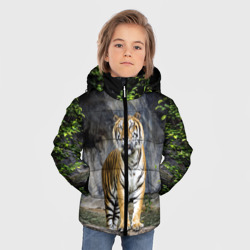 Зимняя куртка для мальчиков 3D Тигр в лесу - фото 2