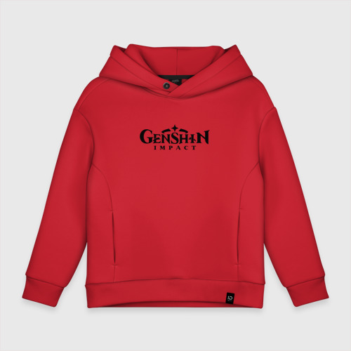 Детское худи Oversize хлопок Genshin Impact Logo, цвет красный
