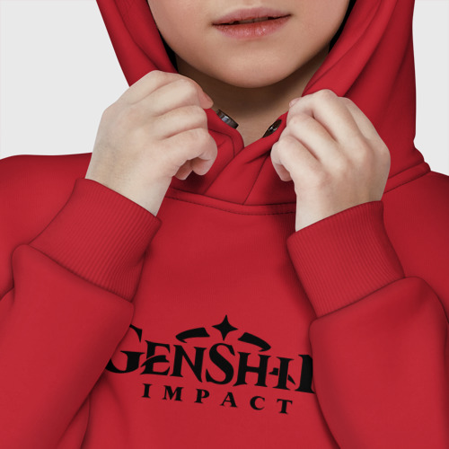 Детское худи Oversize хлопок Genshin Impact Logo, цвет красный - фото 7