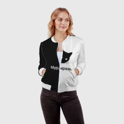 Женский бомбер 3D Черный кот - фото 2