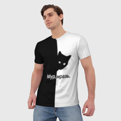 Мужская футболка 3D Черный кот - фото 2