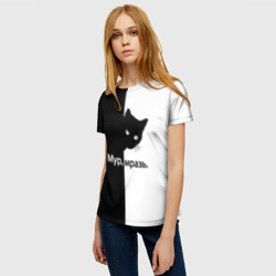 Женская футболка 3D Черный кот - фото 2