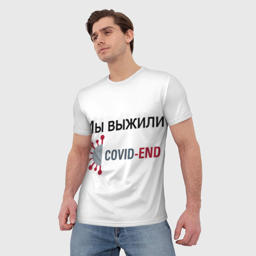 Мужская футболка 3D с принтом Covid-End, фото на моделе #1