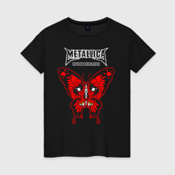 Metallica - череп бабочка – Женская футболка хлопок с принтом купить со скидкой в -20%