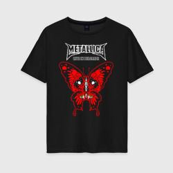 Metallica - череп бабочка – Женская футболка хлопок Oversize с принтом купить со скидкой в -16%
