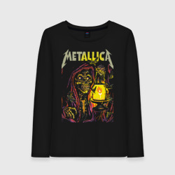 Metallica - скелет со свечой – Женский лонгслив хлопок с принтом купить со скидкой в -20%