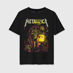 Metallica - скелет со свечой – Женская футболка хлопок Oversize с принтом купить со скидкой в -16%