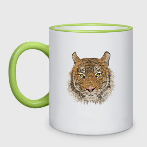 Кружка двухцветная тигр, цвет Кант светло-зеленый