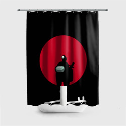 Штора 3D для ванной Among Us самураи