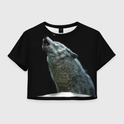 Женская футболка Crop-top 3D Воющий волк