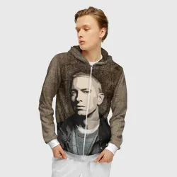Мужская толстовка 3D на молнии Eminem - фото 2