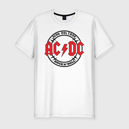 Мужская футболка хлопок Slim AC/DC rock band, цвет белый