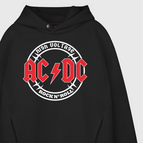 Мужское худи Oversize хлопок AC/DC Angus Young, цвет черный - фото 4