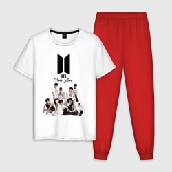 Мужская пижама с белой футболкой хлопок BTS - young boys