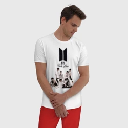 Мужская пижама с белой футболкой хлопок BTS - young boys - фото 2