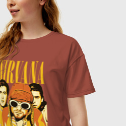 Женская футболка хлопок Oversize Nirvana - фото 2