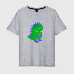 Мужская футболка хлопок Oversize Зеленый дракончик-динозаврик