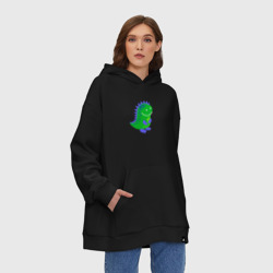 Худи SuperOversize хлопок Зеленый дракончик-динозаврик - фото 2