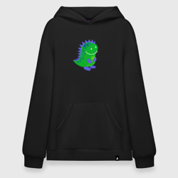Худи SuperOversize хлопок Зеленый дракончик-динозаврик