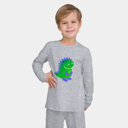 Детская пижама с лонгсливом хлопок Зеленый дракончик-динозаврик - фото 2