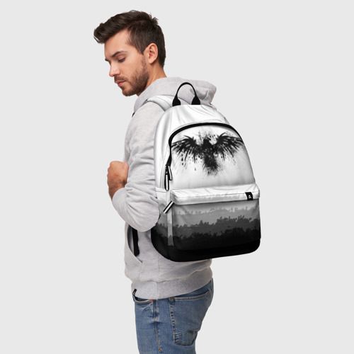 Рюкзак 3D с принтом ЧЁРНЫЙ ВОРОН, фото на моделе #1