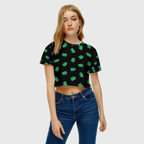 Женская футболка Crop-top 3D Дракончик-динозаврик, цвет 3D печать - фото 3