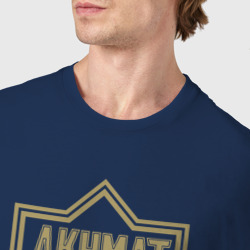 Футболка с принтом Akhmat Fight Club WFCA - emblem для мужчины, вид на модели спереди №4. Цвет основы: темно-синий
