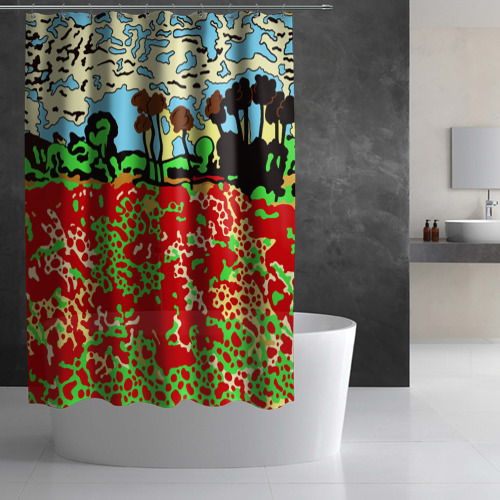 Штора 3D для ванной Маковое поле Ван Гога - фото 2