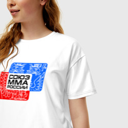 Женская футболка хлопок Oversize Союз MMA России - фото 2