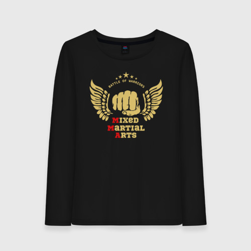 Женский лонгслив хлопок MMA fist and wings, цвет черный