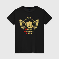 Женская футболка хлопок MMA fist and wings