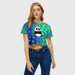 Женская футболка Crop-top 3D Панда - фото 2