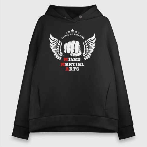 Женское худи Oversize хлопок Mixed Martial Arts - fist, цвет черный