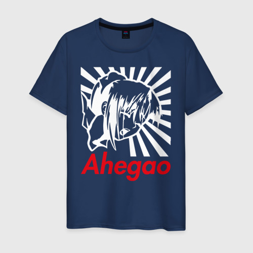 Мужская футболка из хлопка с принтом Ахегао girl, вид спереди №1