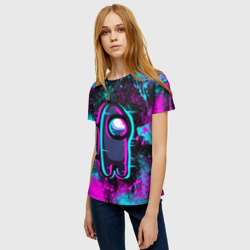 Женская футболка 3D Neon Among Us неон Амонг АС - фото 2