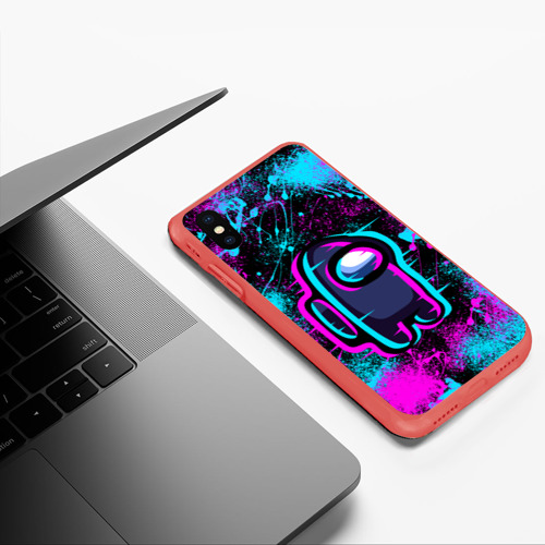 Чехол для iPhone XS Max матовый Neon Among Us неон Амонг АС, цвет красный - фото 5