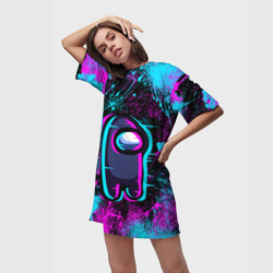 Платье-футболка 3D Neon Among Us неон Амонг АС - фото 2