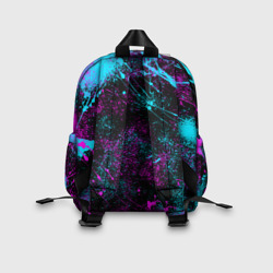 Рюкзак с принтом Neon Among Us неон Амонг АС для ребенка, вид на модели сзади №2. Цвет основы: белый