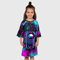 Детское платье 3D Neon Among Us неон Амонг АС - фото 2