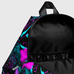 Рюкзак с принтом Neon Among Us неон Амонг АС для ребенка, вид на модели спереди №4. Цвет основы: белый